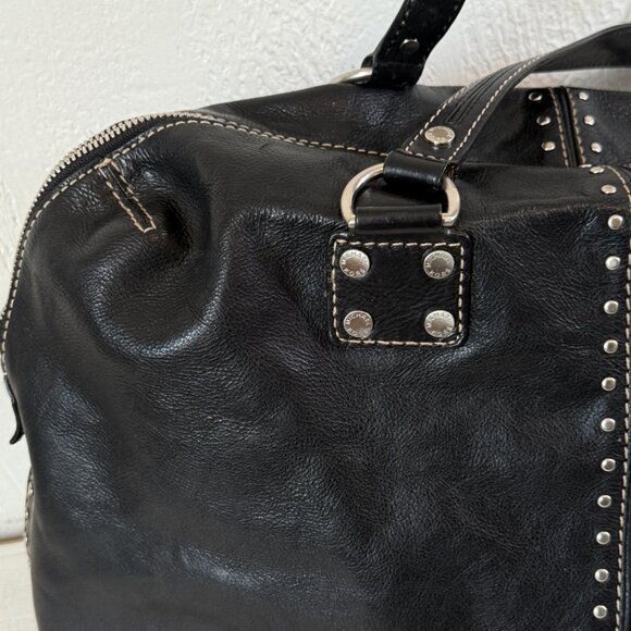 Michael Kors Astor Black Leather Tote Silver Studded Zip Shoulder Bag - Picture 9 of 16